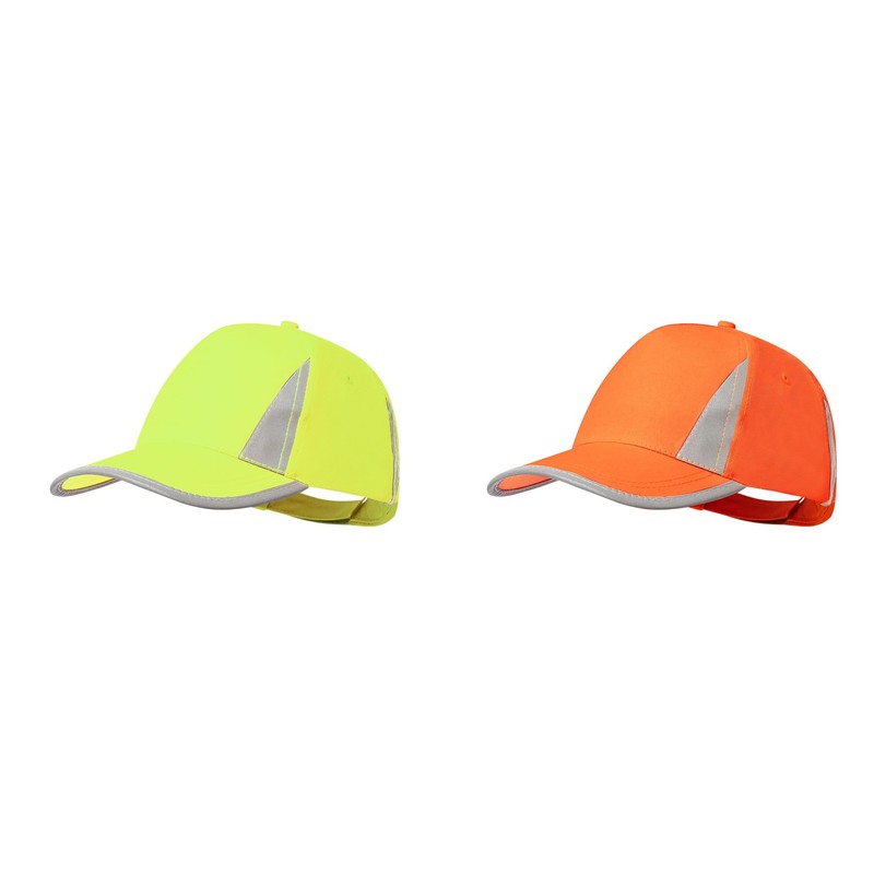 BLUECHOLON 5 Panel Polyester High Vis Adjustable Sports Hat Neon