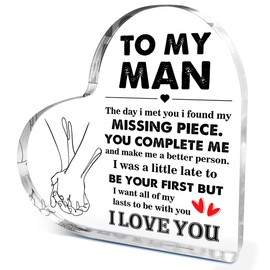 Romantic Gift For Boyfriend Husband, Birthday Thanksgiving Christmas Gift, Acrylic Heart Sign Decor, To My Man I Love You Sign