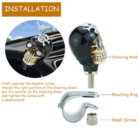 Temzzer Skull Steering Spinner Power Booster Ball Heavy Car Wheel Turning Suicide Aid Knob for Most Manual Automotive Transmission Vehicles (Black)
