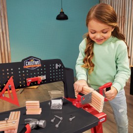 Little Tikes Creative Construction Workbench with 15+ Accessories, Pretend Play Construction Set, for Boys and Girls Ages 3+ Years