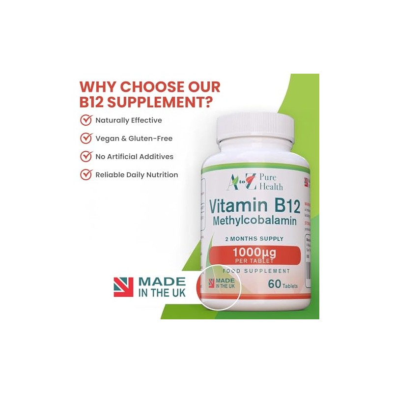 Energy Supplement, Vitamin B12 Complex High Strength Vegan Tablets |