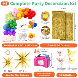 CELEBRIO Make it special Kid's Happy Birthday Decorations Kit - 505-Piece Set with Gold Decor, Tableware, Banner, Party Toys, Balloons, Electric Pump, Gift Bags - Complete Supplies