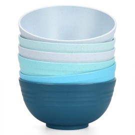 Homestockplus Unbreakable Cereal Bowls 25 OZ Microwave and Dishwasher Safe BPA-Free Eco-Friendly Wheat Straw Bowl Assorted Color Dessert Bowls for Serving Soup, Oatmeal, Pasta and Salad [Set of 6]