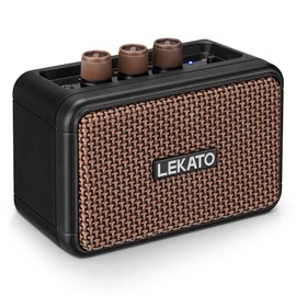 [Limited Time Deal] LEKATO Portable Bluetooth Guitar Amp, 5W/10W Mini Rechargeable Clean Distortion Gain Control Adjustable Electric Guitar Amplifier, Wireless Audio for Smartphone, USB Travel Indoor Practice, Music Lover Relax Beginner Gift:_5W, Retro