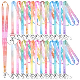 Haiabei 24Pcs Motivational Inspirational Quotes Employee Appreciation Gifts Bulk Lanyard Lanyards Wrist Neck Lanyards Keychain Badge Holder Phone String Holder Lanyard Holders for ID Badges,Name Tag