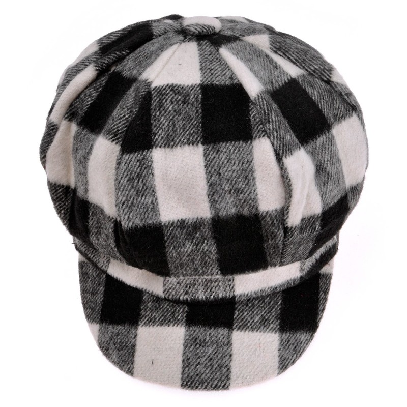 Womens Classic Plaid Newsboy Caps Visor 8 Panel Gatsby Apple