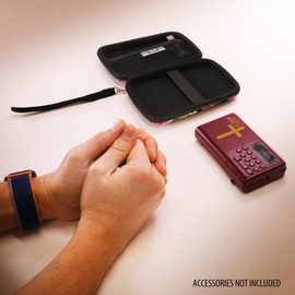 USA Gear Hard Case Compatible Compatible with Wonder Bible KJV The Talking Audio Bible Player, Wonder Bible NIV, Cable, Earbuds & More - Scratch Resistant Interior, Wrist Strap (Case Only) - Roses
