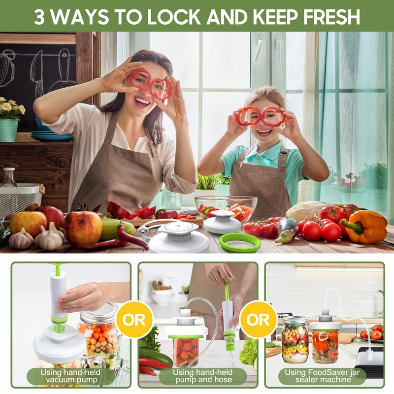Mason Jar Vacuum Sealer Kit - Vacuum Sealer with Manual
