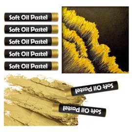qianshan Soft Oil Pastels Set of 5 Single Colors,Non Toxic,Soft Texture Vibrant and Creamy Oil Crayons Pastels Art Supplies For Professional Artists Beginners Drawing.Gold