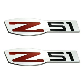 2Pc Z51 Emblem Interior or Exterior 3D Badge Sticker Nameplate Replacement for C6 Corvette (Chrome Red Black)