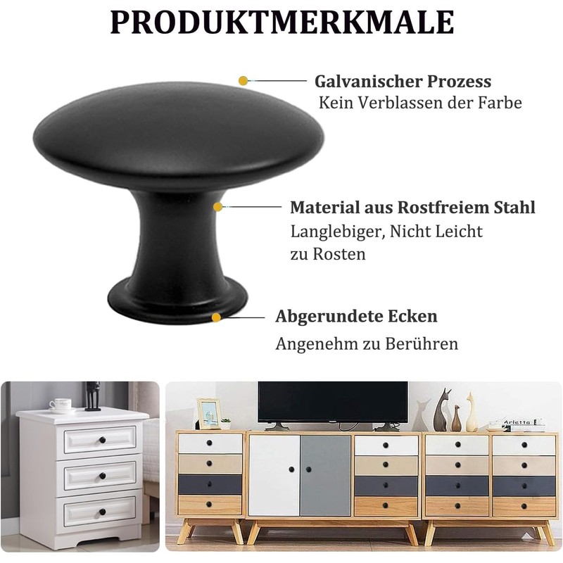 Misuyue Tiradores para muebles (30 mm, 10 unidades), color negro