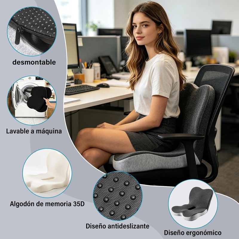 KIROGILY Cojin para Coxis y Ciatica Lumbar, Cojines para Silla