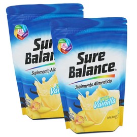 2 PACK - Sure Balance Vainilla- Contiene 27 vitaminas y minerales, con probioticos, antioxidantes, lipidos, proteinas, colina.