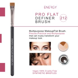 ENERGY ENERGY Flat Eyeliner Eyebrow Concealer Brush Pro Flat Definer Firm Stiff Thin Synthetic Bristle Precision Lash Liner Brow Conceal for Defining Shaping Eyebrows with Gel Powder Cream Cake Makeup 212