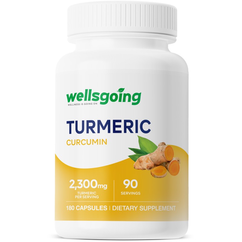 Wellsgoing Turmeric Curcumin 2300mg with Black Pepper Extract – High