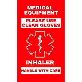 Inhaler Medical Alert Equipment Luggage Tag - Handle with Care, DOT and ACAA regulations (LTI-145) Quantity (3)
