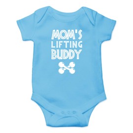 CBTwear Mom's Lifting Buddy - Baby Clothes - Funny Newborn Bodysuit Outfits for Boys and Girls (6 Months, Light Blue)