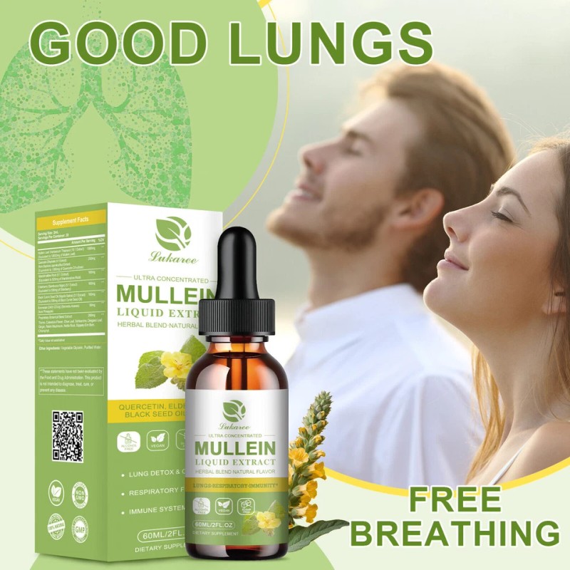 Mullein Leaf Extract Organic Lung Cleanse Drops for Lung Health