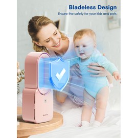 let'me Desk Fan, 11.8 Inch Bladeless Fan Mini Office Fan 4 Speeds with 5-Colors Ambient Light, USB Table Fan Small Quiet for Home, Bedroom,Dorm