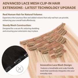 TESS Clip-In Real Hair Extensions, Remy Clip-In Extensions, #18P613 Golden Blonde/Blonde Balayage, 50 cm