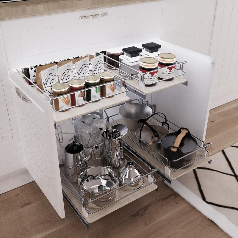 2 Tier Pull Out Cabinet Organizer 11" W X 22"