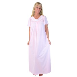 Shadowline Women's Nightgown and Long Sleeved Robe Pajama Set Nylon Sleepwear Peignoir, Pink, 3X