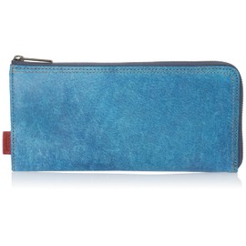 Madijack Soup Denimu Denim Long Wallet, Simple, Men's, Women's, Compact, Thin, Lightweight, Genuine Leather, Denim-like Leather, Domestic Cowhide Leather, L-Shaped Zipper, Navy Soup Denimu, navy