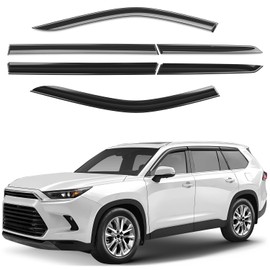 Window Deflectors Smoke Tinted Tape-On Side Window Vent Visor Deflectors Rain Guards Compatible with Toyota Grand Highlander 2024-2026 - 6 pcs. GW0809