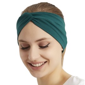 Women's Stretchy Knotted Headbands, Solid Color, Non-Slip for Yoga, Workout, Running (Forest Green, 1 Count (Pack of 1))