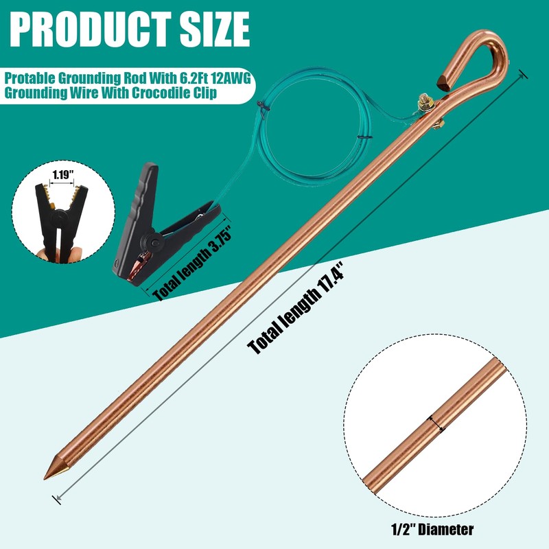 Grounding rod for earthing,Grounding Wire with Crocodile Clip for electric