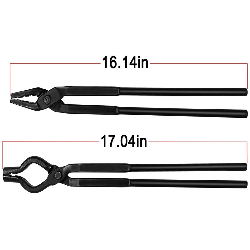 Blacksmith Tongs Set - Wolf Jaw & V-bit Tongs for