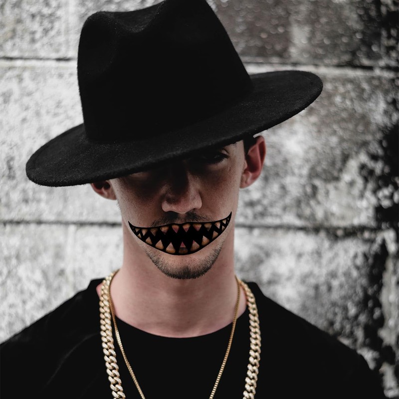 10 pcs Big Mouth Face Halloween Horror Tattoo Stickers -