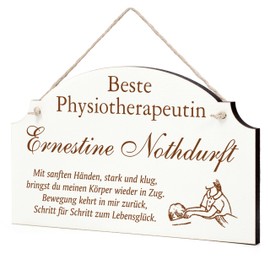 Dekolando Sign "Bester Physiotherapist" Best Physiotherapist Gift - Funny Gifts in 3 Sizes for Birthday Christmas Easter Santa Claus - for Men Women Colleagues Employees