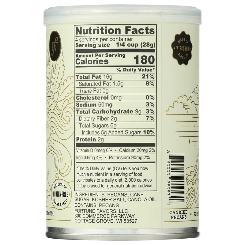 Fortune Favors Candied Pecans, Sweet and Salty Snack, Hand Crafted