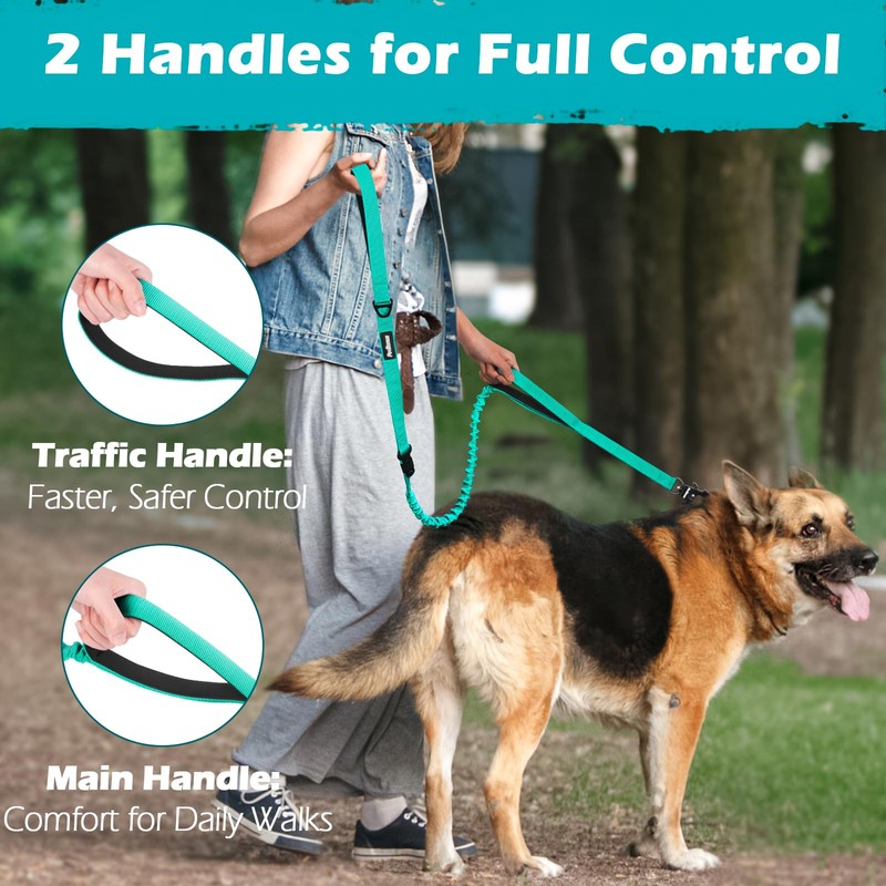 PetBonus Heavy Duty Tactical Dog Leash, 5 FT Bungee Shock