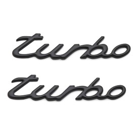 2pcs Turbo Metal Badge 3D Emblem Logo Rear Trunk Tailgate Decal Sticker Fits for Universal Pickup Car (Matte Black)