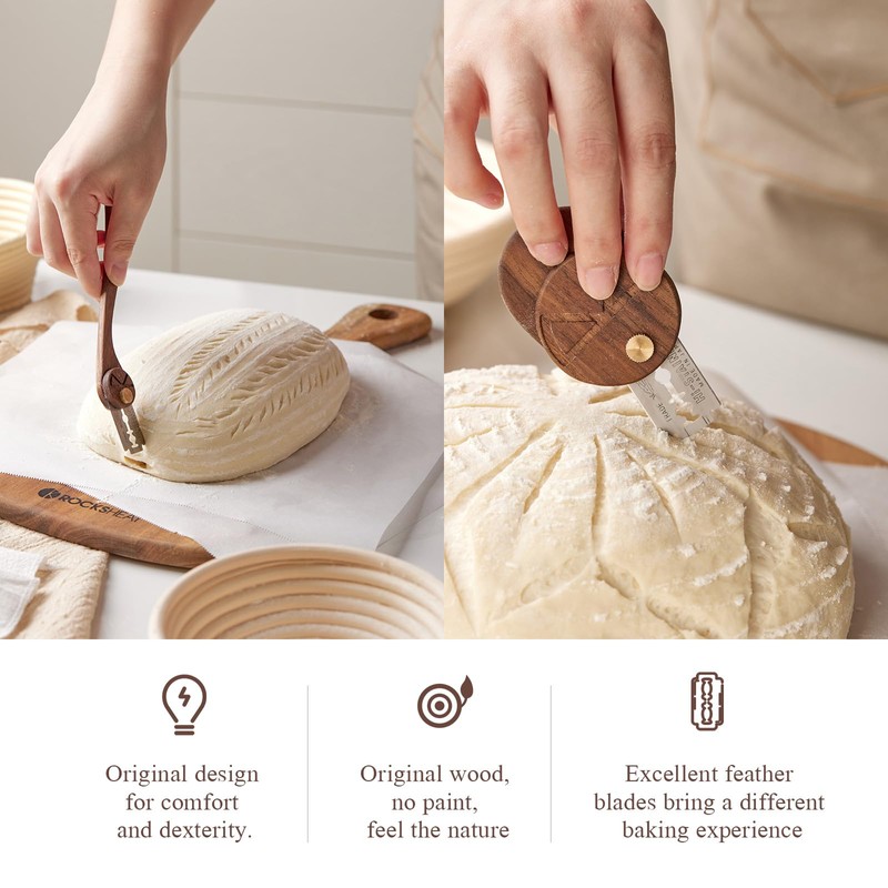ROCKSHEAT Bread Lame Set of 2, Scoring Knife with 5