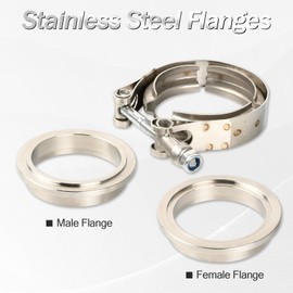 BIGREAT T304 Stainless Steel 2.25'' Inch V Band Bolt Clamp With Male Female Flanges Assembly For Exhaust System,Turbocharger,Exhaust Clamps 2PCS