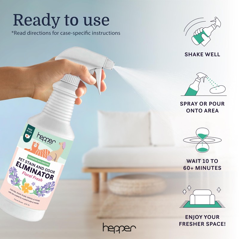 Hepper Advanced Bio-Enzyme Pet Stain & Odor Eliminator Spray -