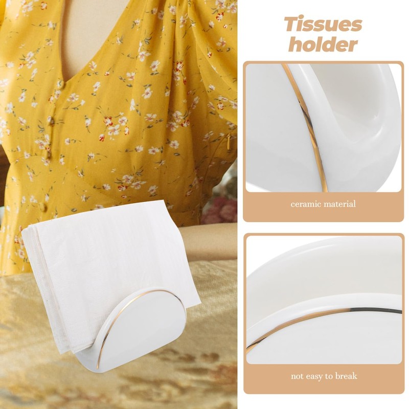 MAGICLULU Ceramic Napkin Holder with Golden Edging Stylish Tabletop Napkin