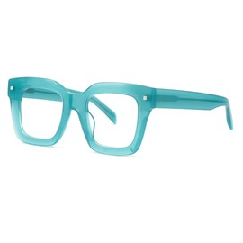 Zeelool Op080978 - anteojos cuadradas gruesas de gran tamaño para mujer con lente transparente sin receta, Verde, Large