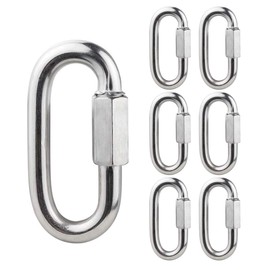 6 Pack Heavy-Duty Chain Hooks Quick Links - 304 Stainless Steel 3.2 Inch Locking Carabiner Anti-Rust Chain Connector Quick Link for Towing,Swing,Shade Sail,Bird Toys,Capacity 1800lb