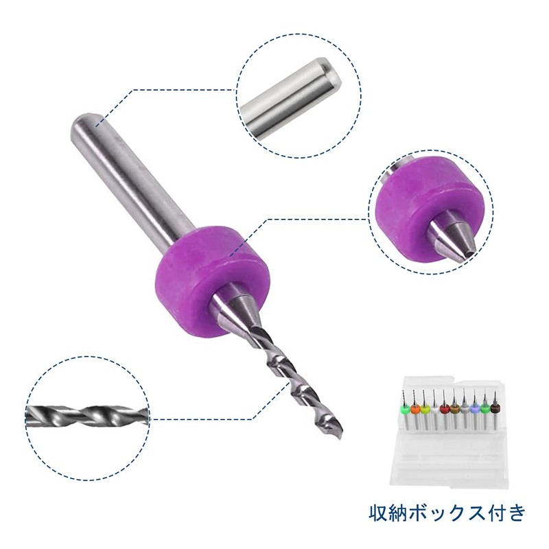 Saipor 10pcs 0.1-1.0mm PCB Drill Bits with Storage Box for
