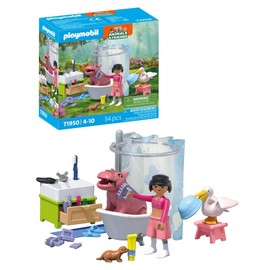 PLAYMOBIL Animals & Friends Animal Bathing Fun Toy from 4 Years Gift for Children Promotes Creativity and Handling of Animals Care and Bathing Animals with Accessories 71950