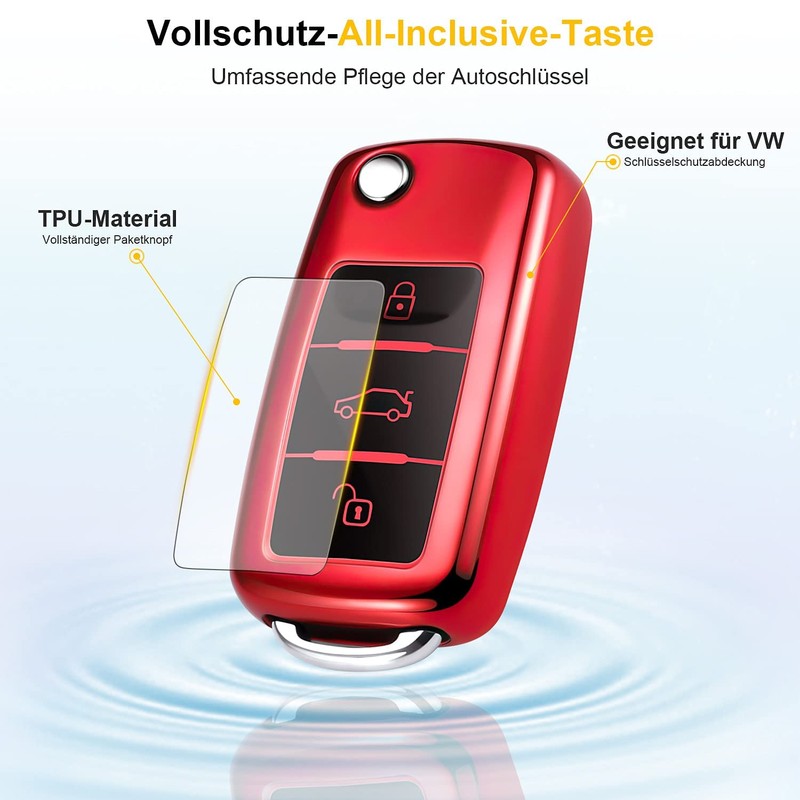 QBUC Car Key Case for VW, TPU Dustproof Key Box,