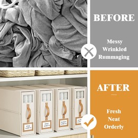 BigPonPon 8 Pack Bed Sheets Organizers and Storage (King Size), Foldable Organizer With Handle for Linen Closet, Bedding Storage for Sheets, Duvet Cover (Beige)