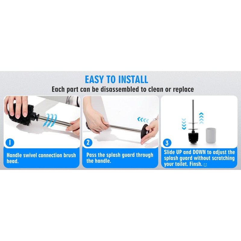 Ceramic Toilet Brush & Holder Set - Freestanding Deep-Cleaning Toilet