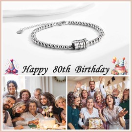 KORAS 80th Birthday Gifts for Women, Birthday Bracelet Gifts for 80 Year Old Women, 80th Birthday Presents for Mum Daughter Grandma Friend Sister