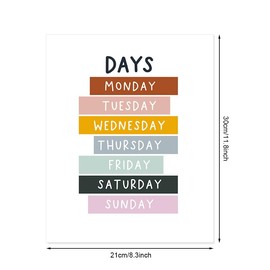 6 Pack Educational Posters for Children, Boho Pastel Prints (Alphabet, Numbers, Colours, Shapes, Weeks & Months) for Nursery, Classroom and Homeschool