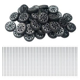 EUDAX 30mmx9mm Plastic Roll 2mm Dia Shaft Toys Wheel and 2mmx100mm STEM Shaft Round Rod Axles for DIY Toy RC Car Truck Boat Helicopter Model Part (100 Pcs)
